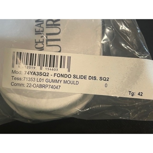 Versace Jeans Couture Men's Logo Slides‎ White/Black Sandals NWT - Size 42 = 9US - Picture 6 of 7